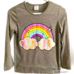 Imagine Top, Pajama, PJ, Tee, Sz XL, Rainbow, Metallic, Clouds, Dream Big